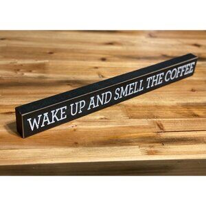 WAKE UP AND SMELL THE COFFEE wood coffee decoration coffee bar coffee station